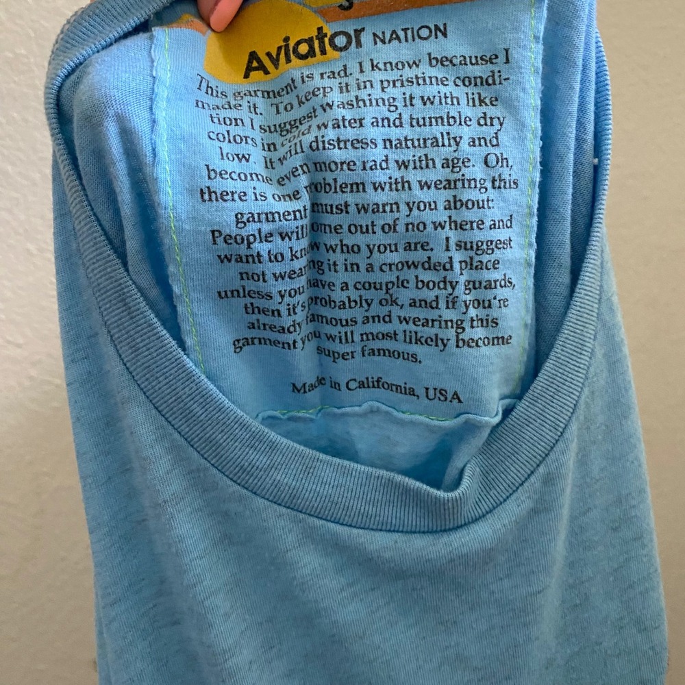Aviator Nation Light Blue Rainbow Embroidered Long Sleeve Tee Shirt Small - Picture 5 of 6